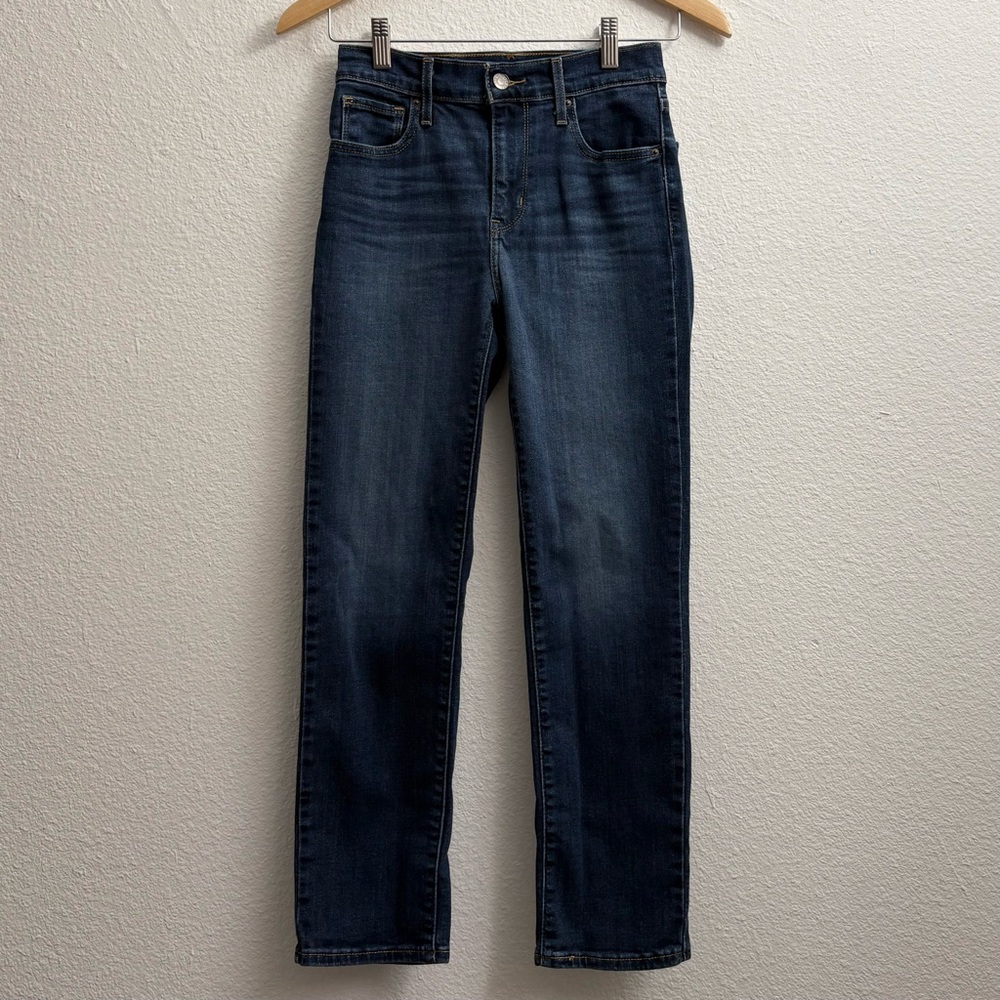 Levi’s 724 Women’s High Rise Straight Crop Dark Wash Blue Jeans Denim size W26